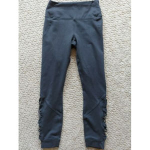 Fabletics Powerhold Womens Capri Leggings Pants Black Pull On Cutout XS